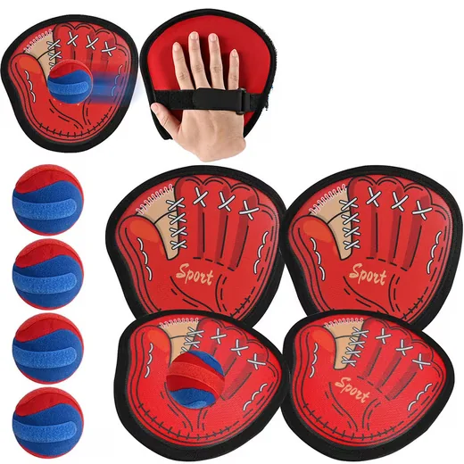 CLTYQ Klettball Wurfspiel Gartenset Kinder Outdoor mit 4 Fangtellern