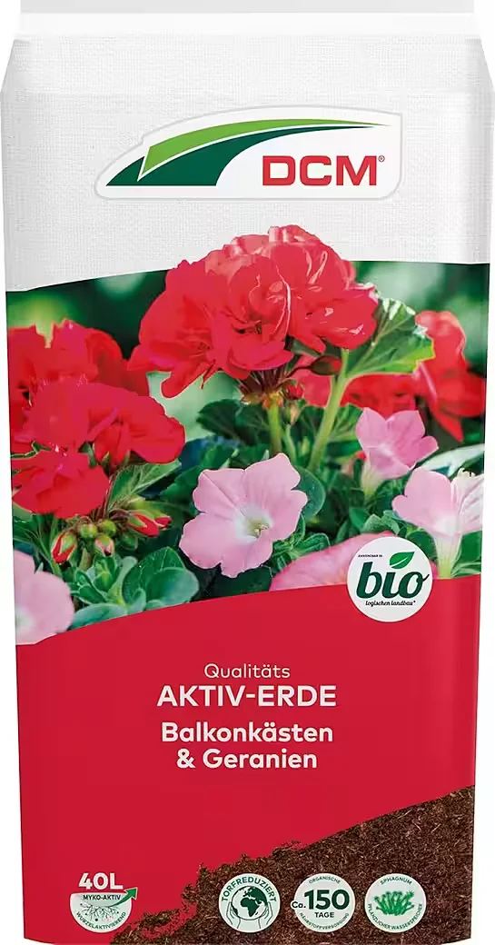 CUXIN DCM Aktiv-Erde Blumenerde für Balkonkästen und Geranien 40 l
