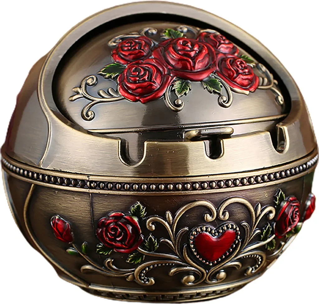 Aschenbecher Retro Zinklegierung groß mit Deckel Tischaschenbecher