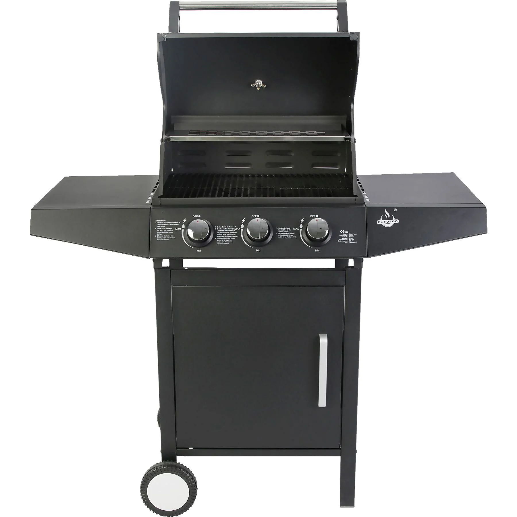 EL FUEGO - Gasgrill AY 0581 San Angelo 3, schwarz, 8400 W