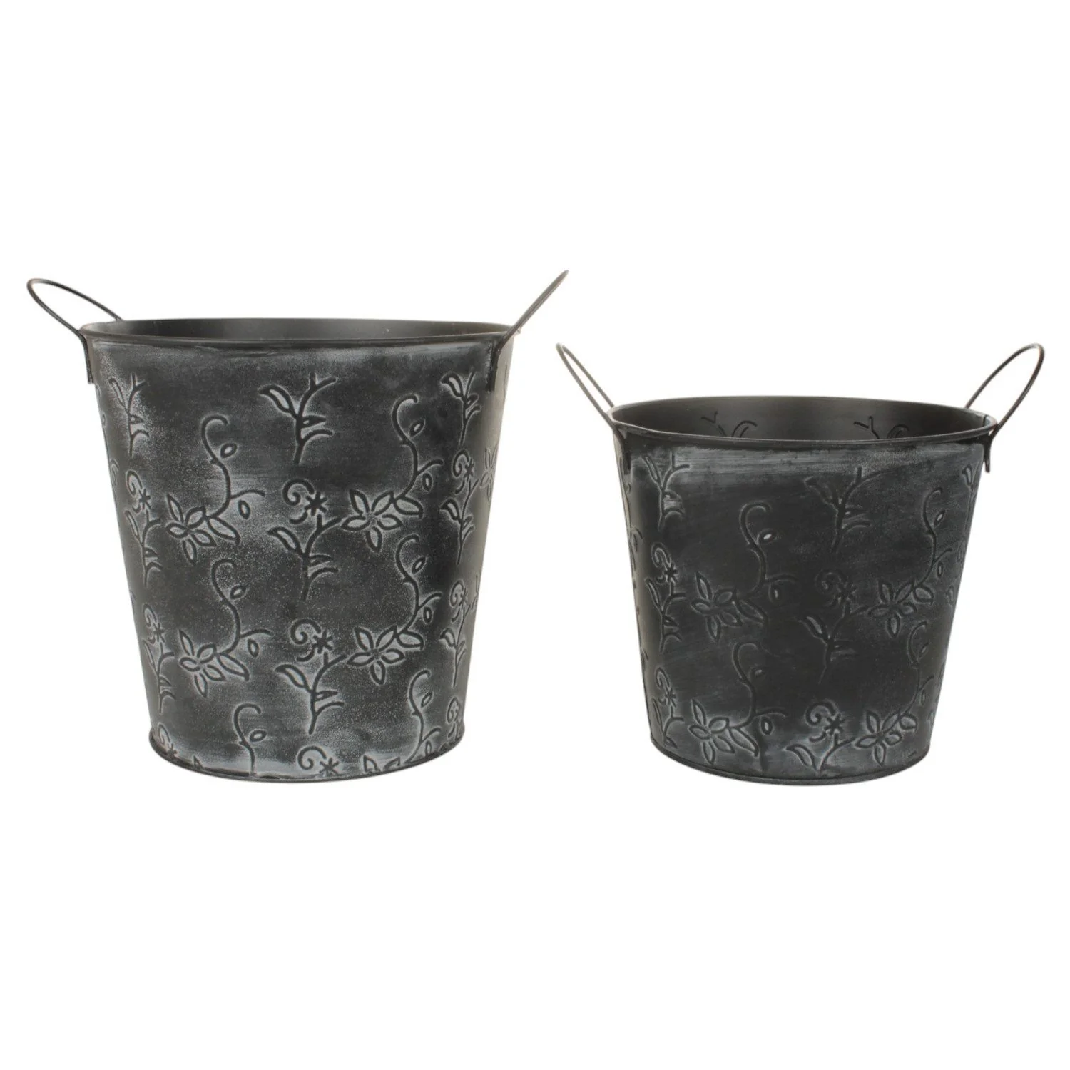 MACOSA HOME Pflanzkübel 2er Set Metall Vintage Blumenmuster Garten