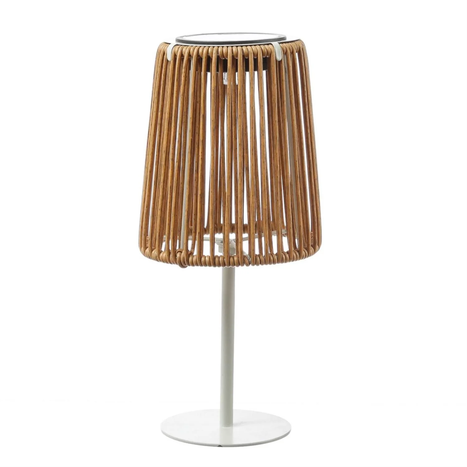 MARELIDA LED Solar Tischleuchte Garten Rattanoptik Höhe 19 cm