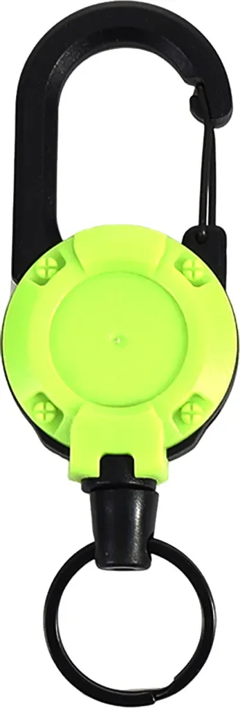 Einziehbarer Schlüsselanhänger Karabiner Ausweishalter, grün, Rollclip