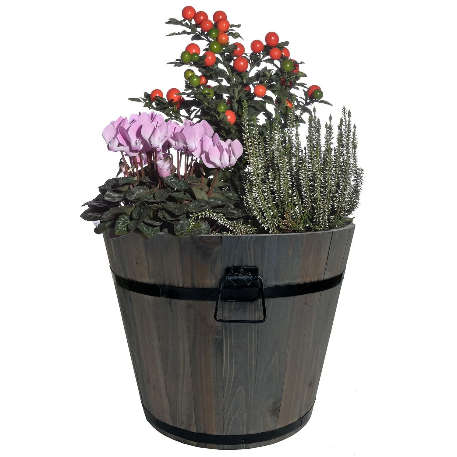 BURI Pflanzkübel Holz Shabby Look S 19,5 cm Kräuterbeet Garten