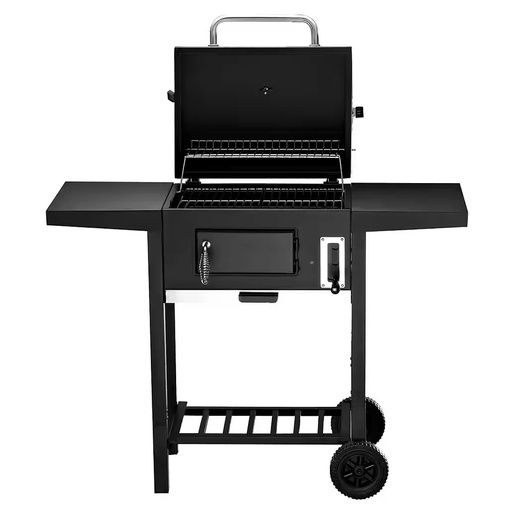 Holzkohlegrill Grillwagen mit Deckel und Seitenablage Rollgrill xxl