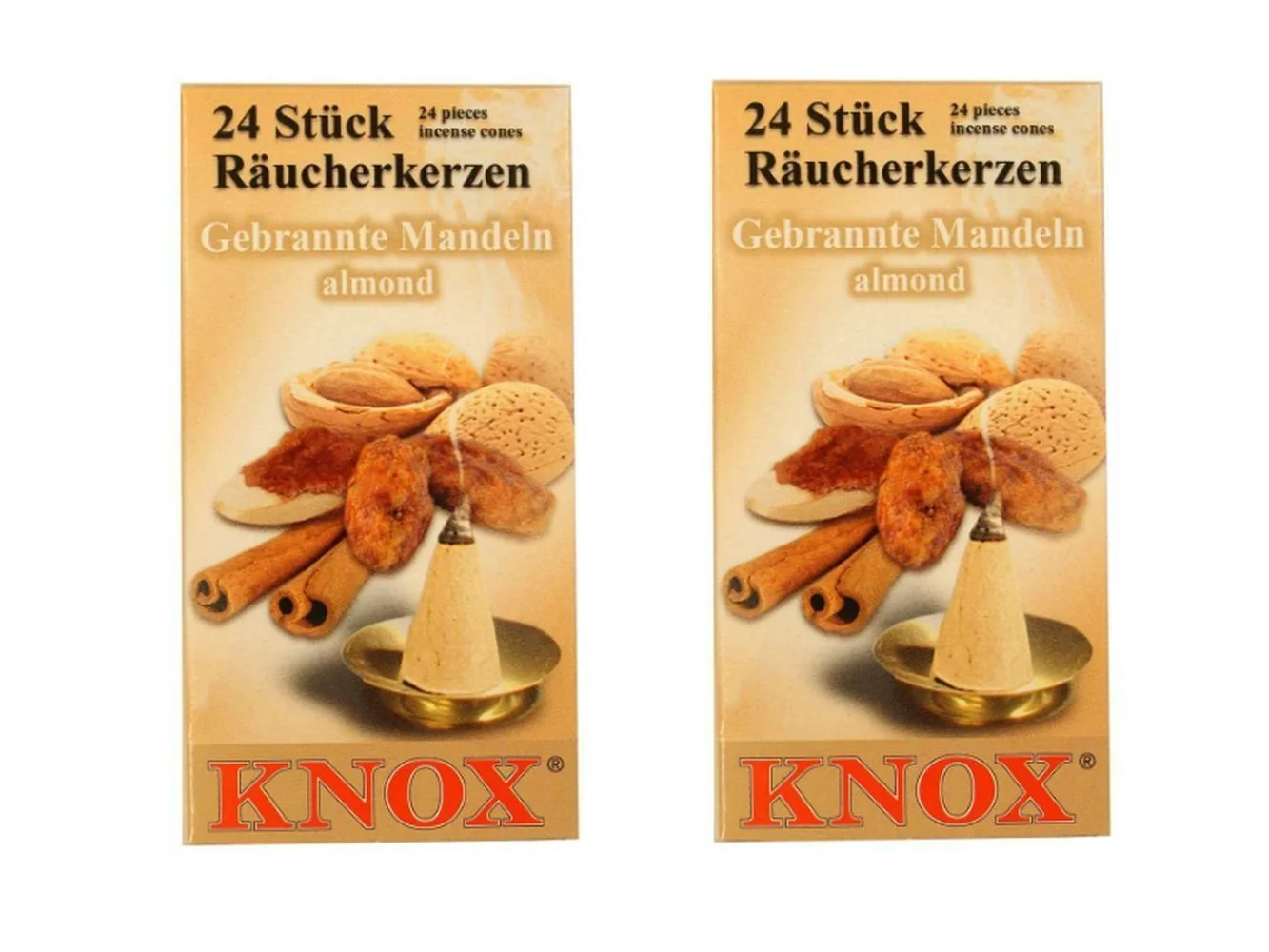 KNOX Räucherkerzen Gebrannte Mandeln 24er 2 Päckchen Weihnachtsduft