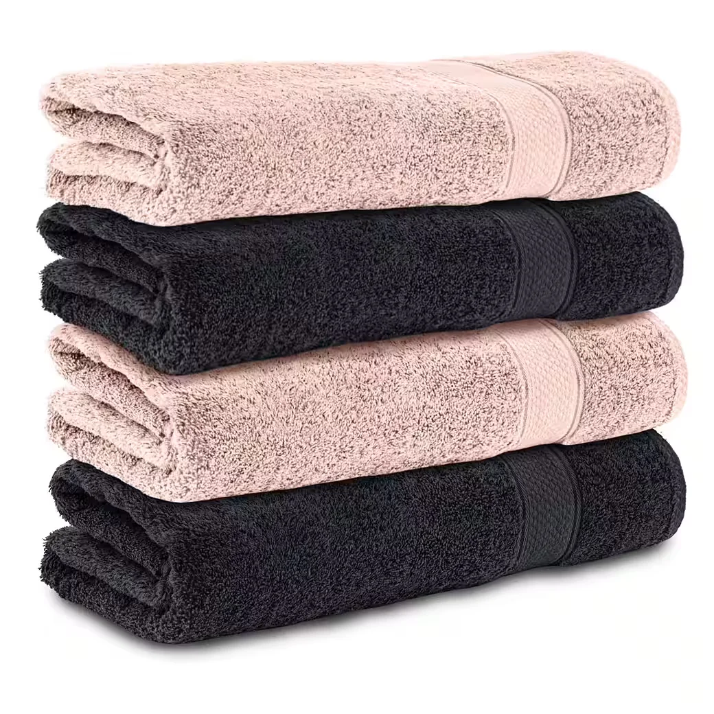 KOMFORTEC Handtuch Set 4 Stück Baumwolle Frottee 50x100 saugfähig